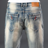 Decorative Zipper Stitching Casual Five-point Denim Shorts Men